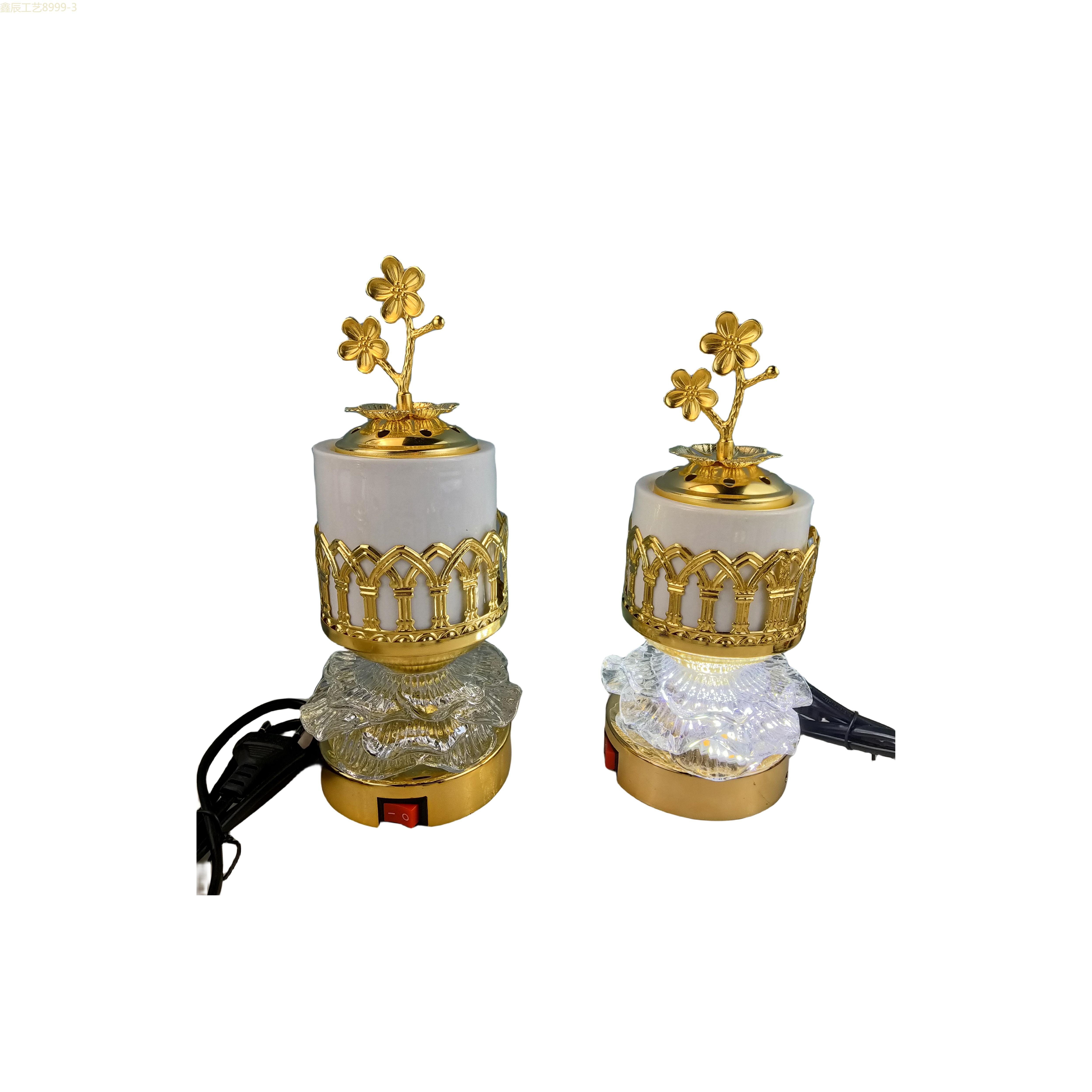 新款陶瓷吊坠圆柱大号带灯电香炉中东工艺品electric incense burner详情2