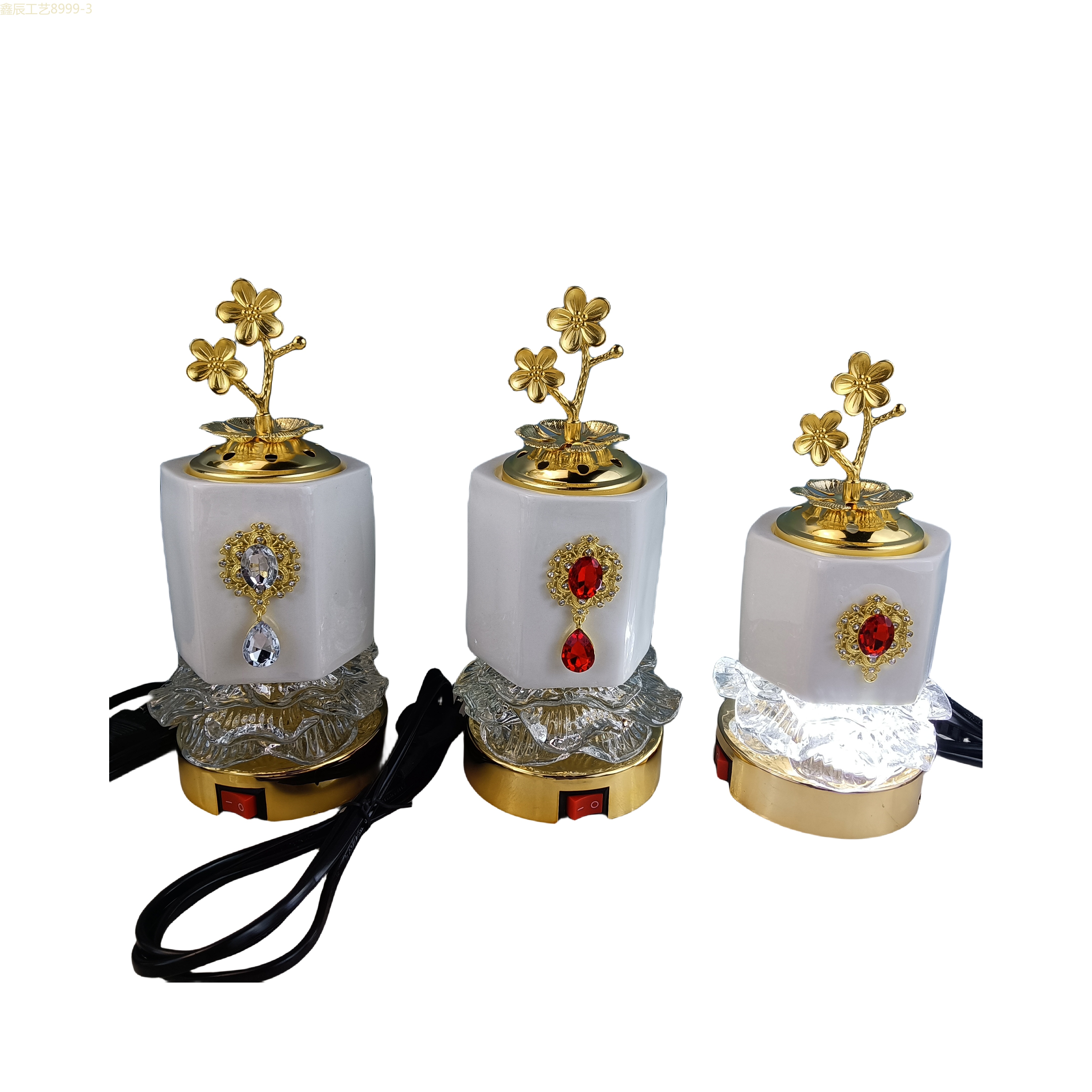 新款陶瓷吊坠六棱柱带灯小号电香炉中东工艺品electric incense burner详情2