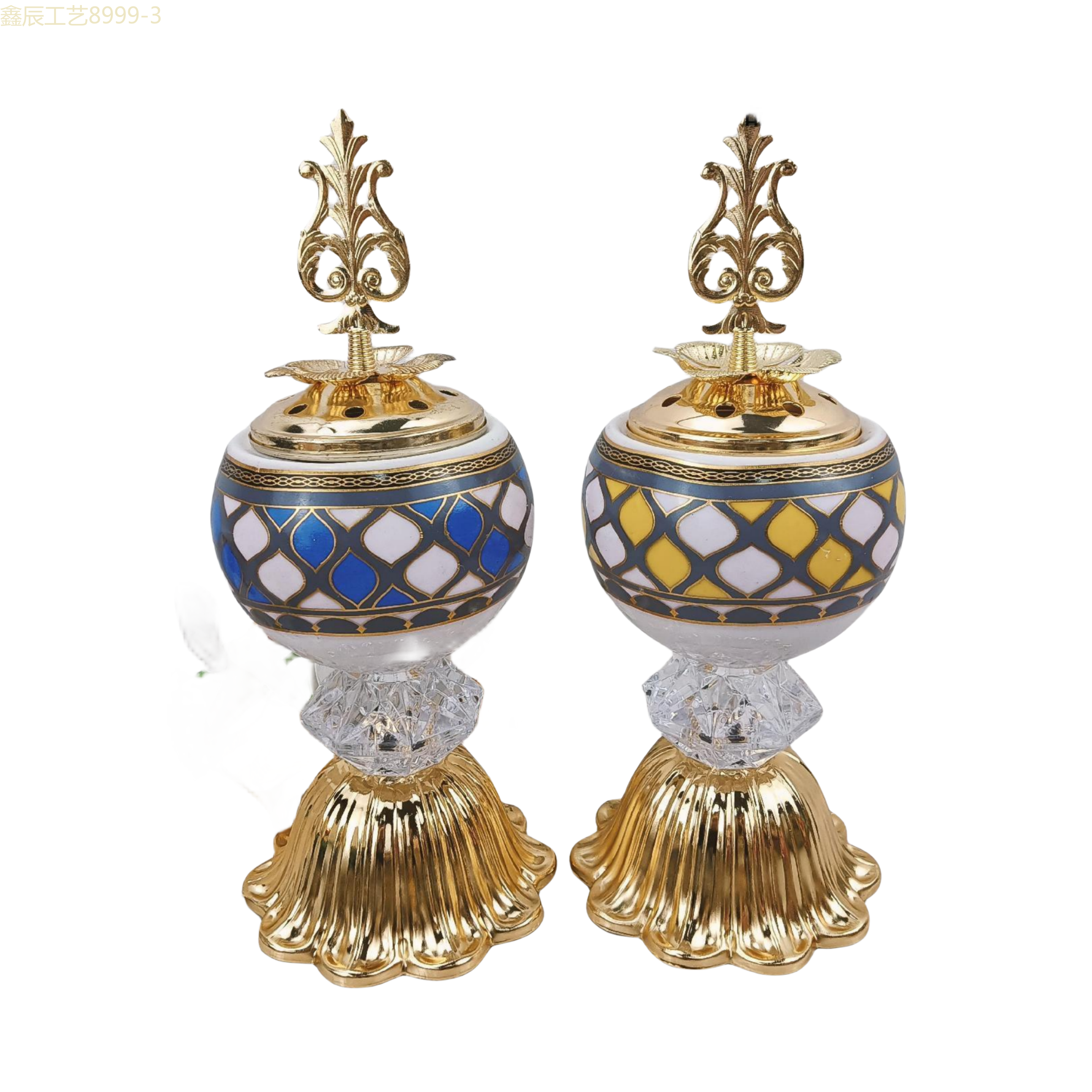 New ceramic with wavy bottom round charcoal incense burner Middle eastern incense burner craft incense burner pic 2