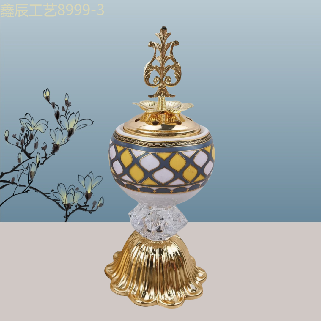 New ceramic with wavy bottom round charcoal incense burner Middle eastern incense burner craft incense burner pic 3