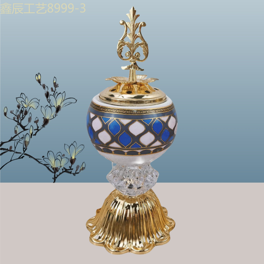 New ceramic with wavy bottom round charcoal incense burner Middle eastern incense burner craft incense burner pic 4