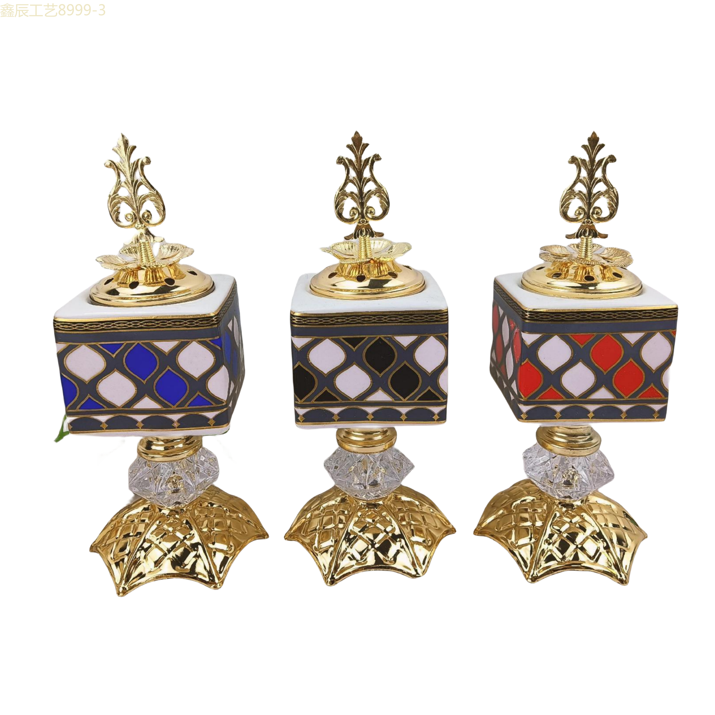 New ceramic with round bottom square charcoal incense burner Middle eastern incense burner craft incense burner pic 2