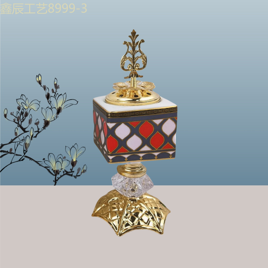 New ceramic with round bottom square charcoal incense burner Middle eastern incense burner craft incense burner pic 3