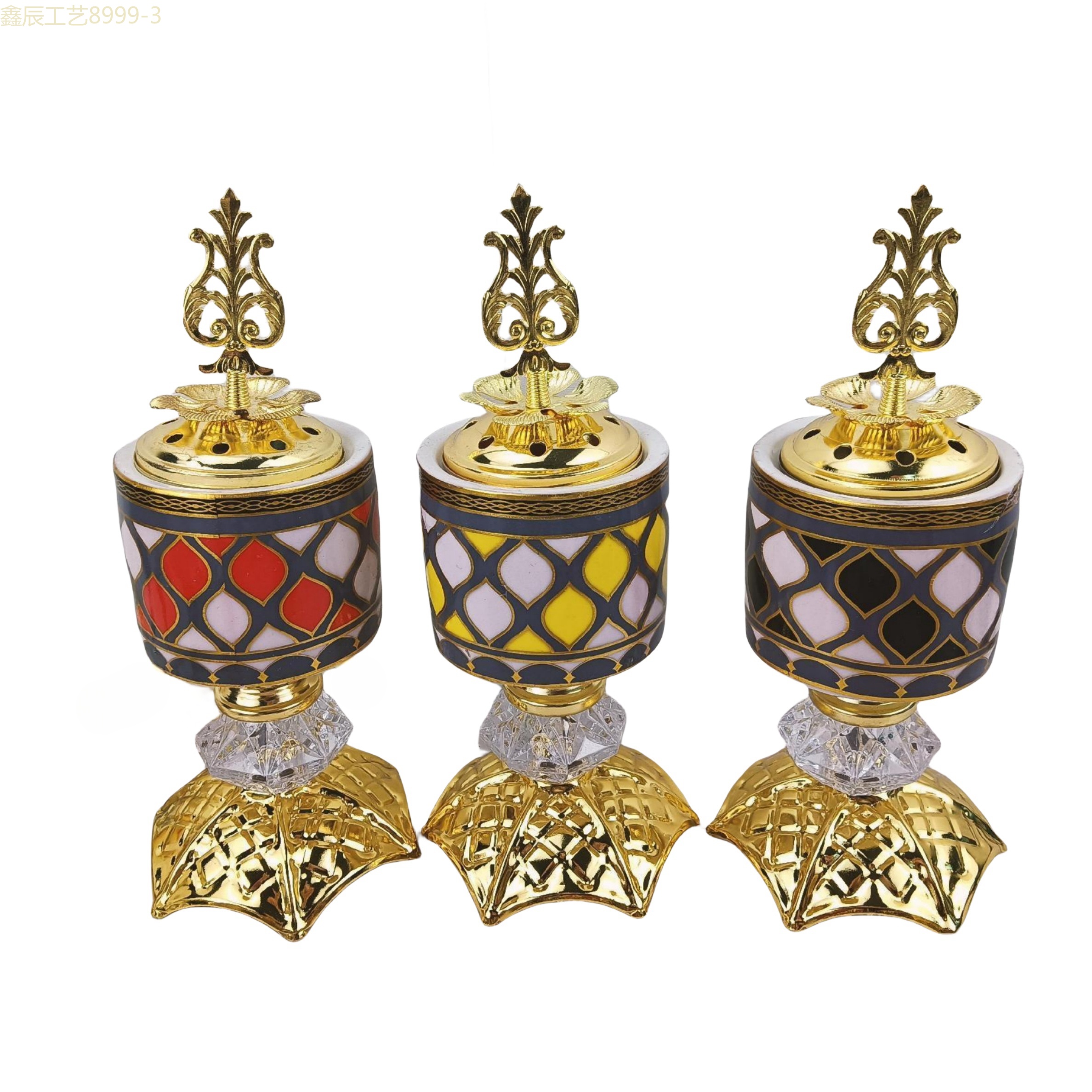 New ceramic with round bottom hexagonal charcoal incense burner Middle eastern incense burner craft incense burner pic 2