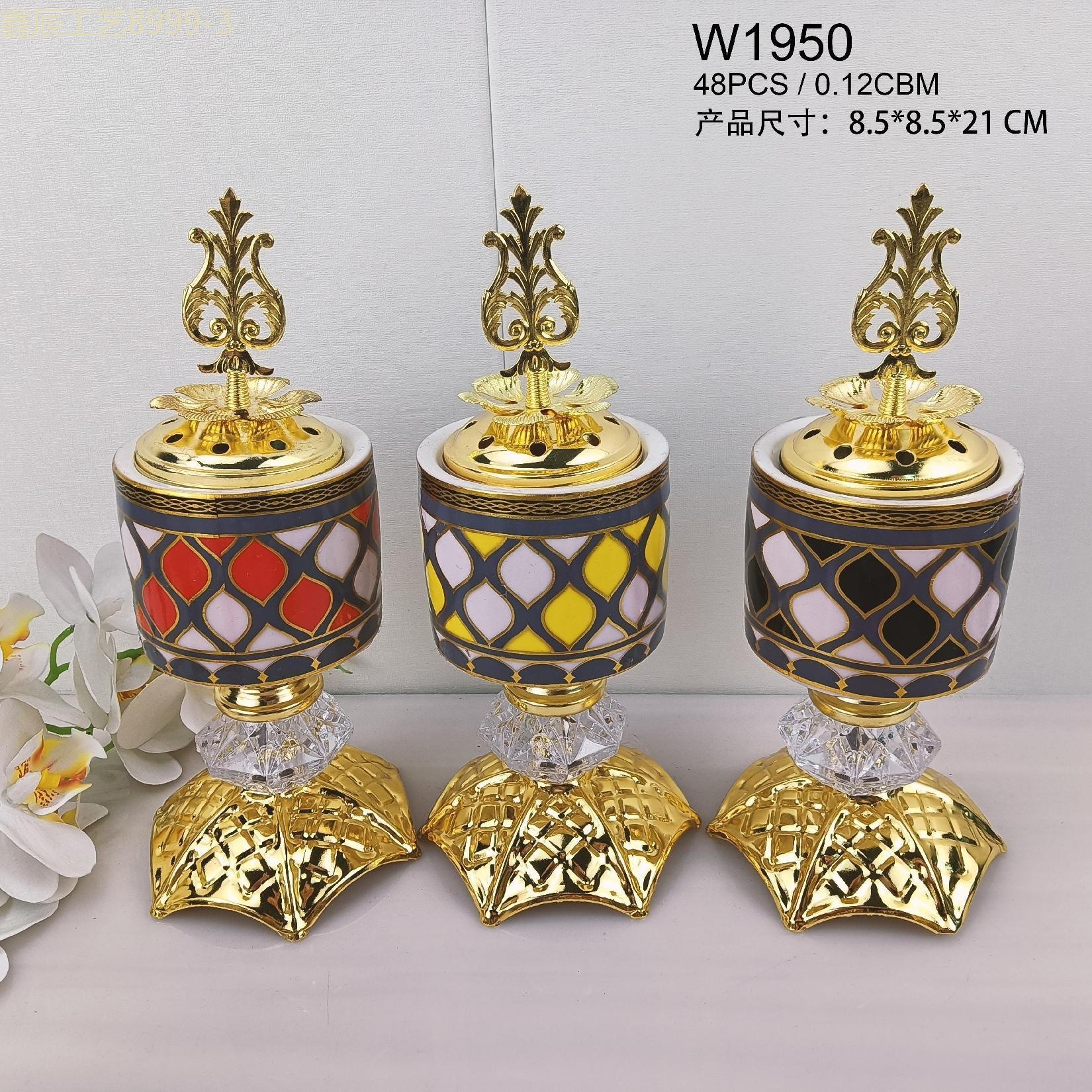 New ceramic with round bottom hexagonal charcoal incense burner Middle eastern incense burner craft incense burner pic 1