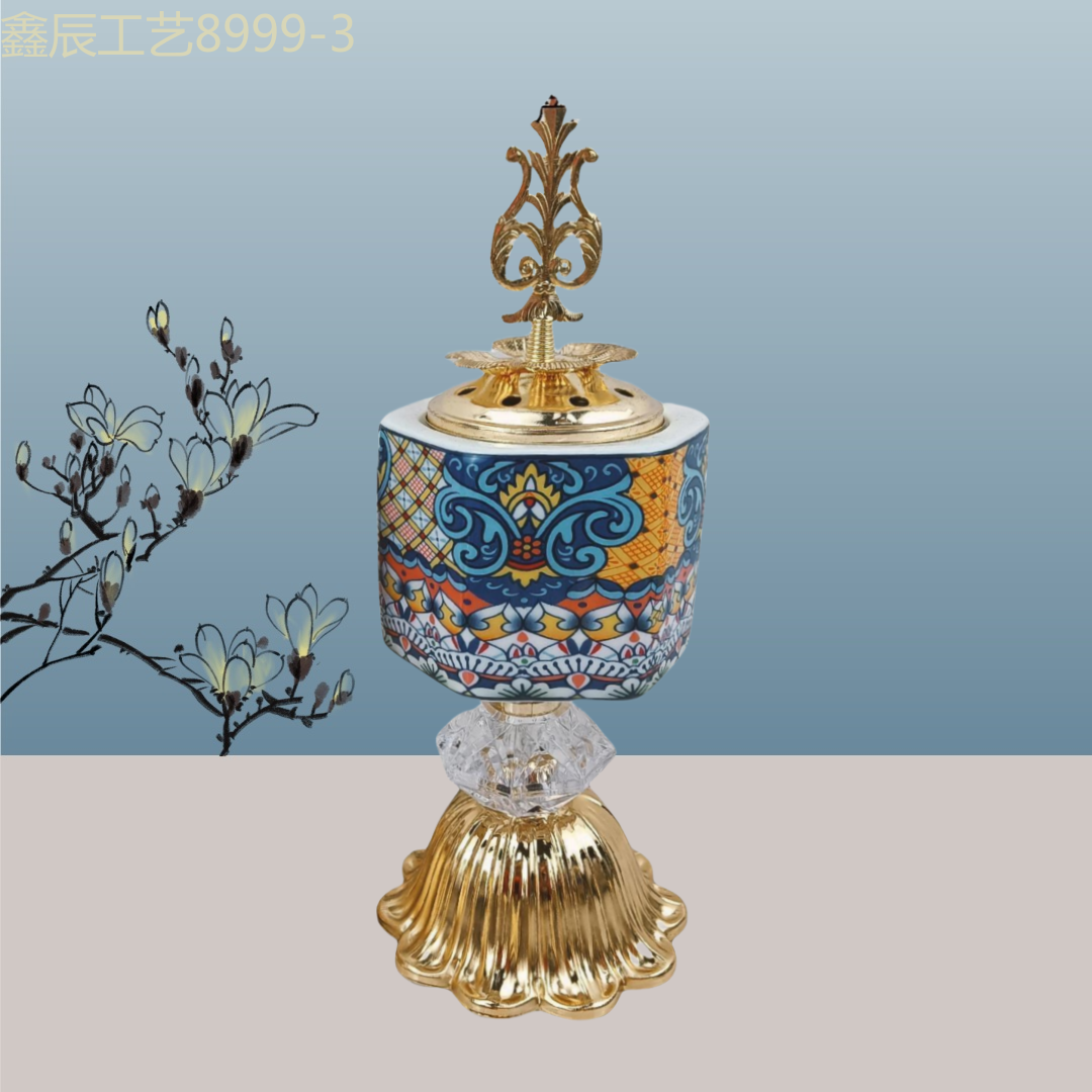 New ceramic hexagonal patterned charcoal incense burner middle eastern incense burner craft incense burner Specification image