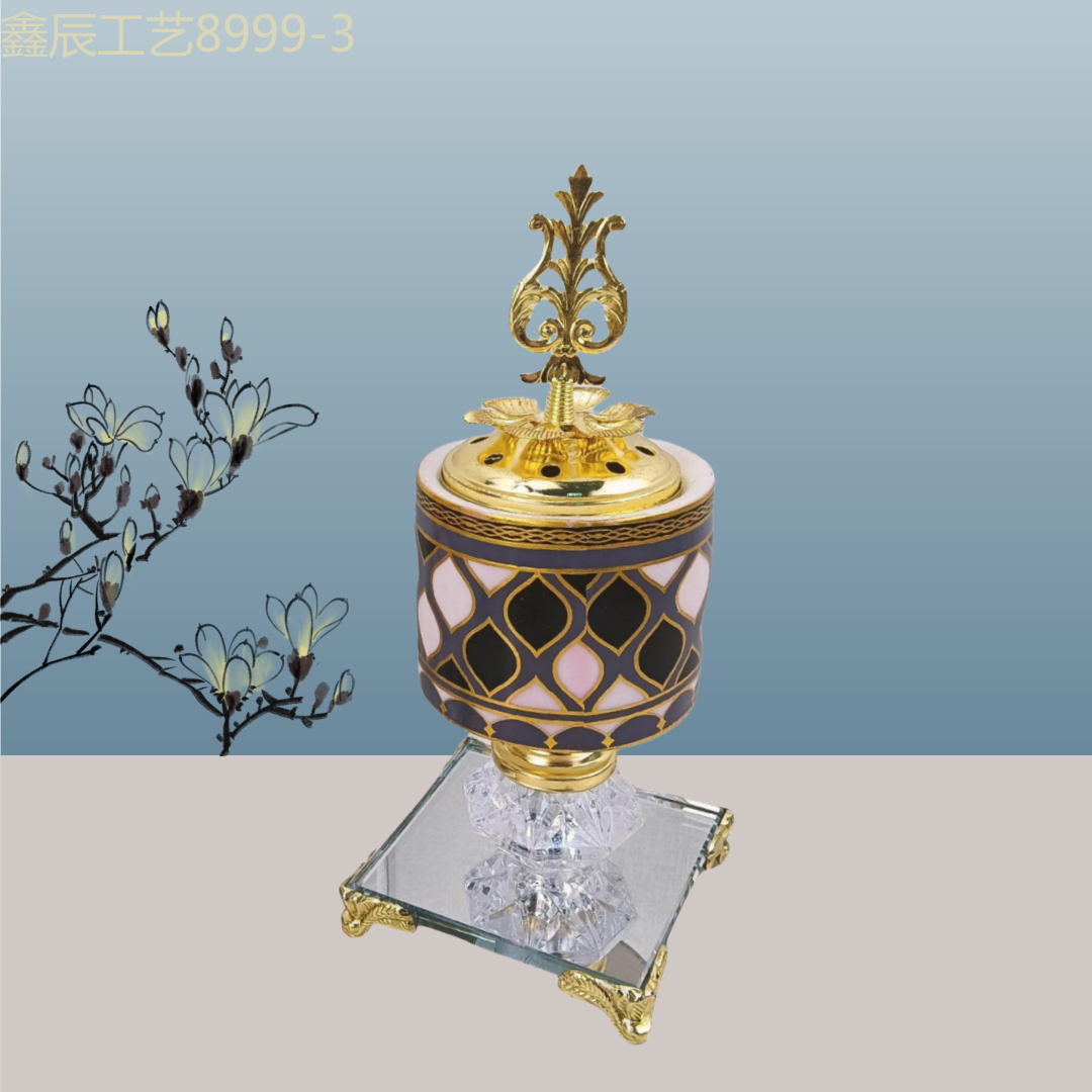 New ceramic mirror bottom cylindrical small charcoal incense burner Middle eastern incense burner craft incense burner Specification image