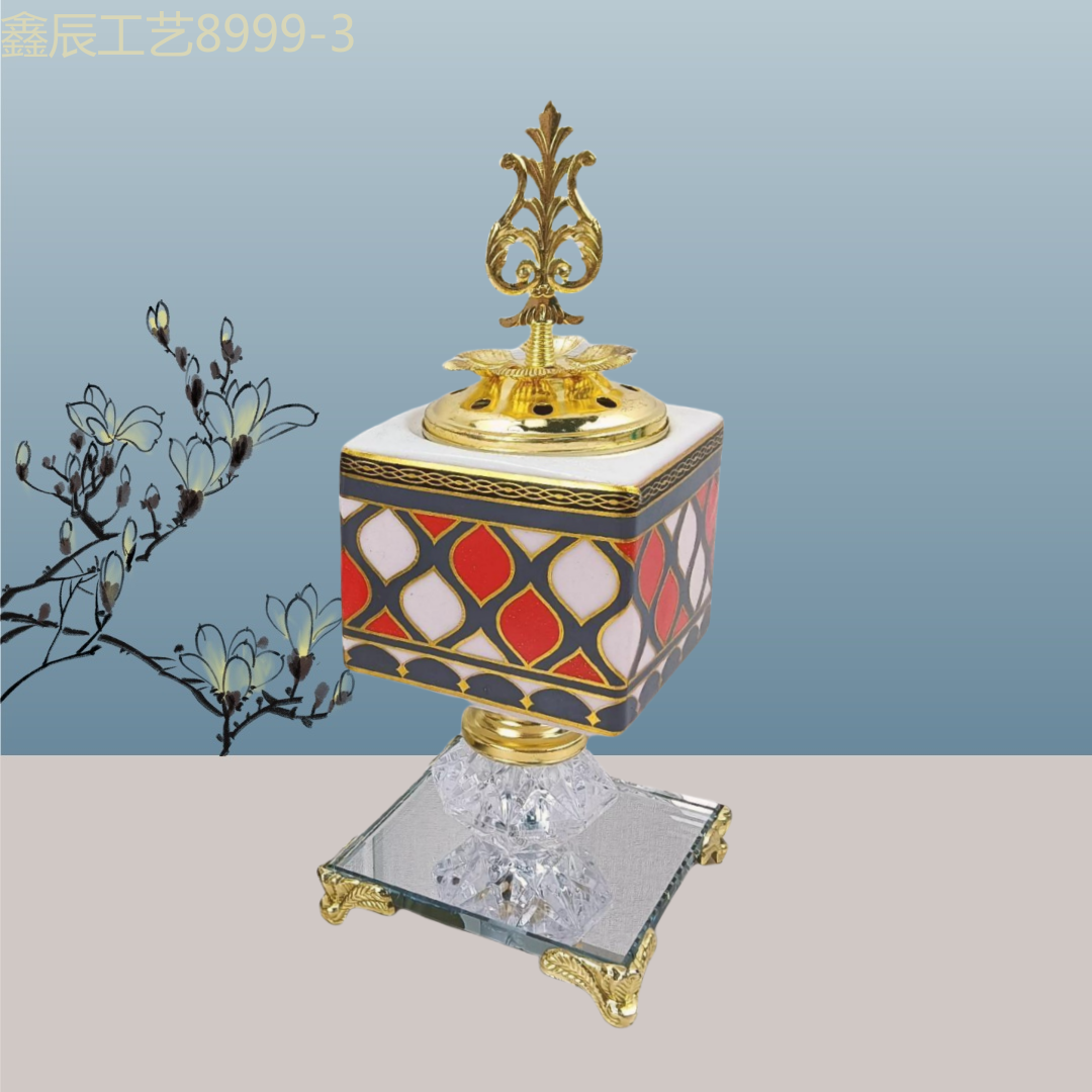 New ceramic mirror bottom square charcoal incense burner Middle eastern incense burner craft incense burner details Picture