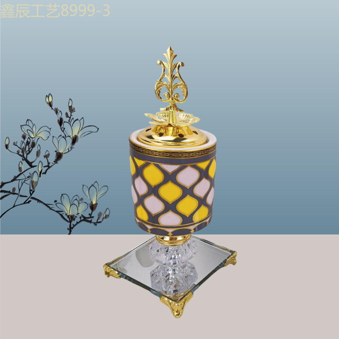 New ceramic mirror bottom cylindrical small charcoal incense burner Middle eastern incense burner craft incense burner Application Scenario