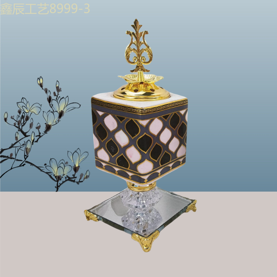 New ceramic mirror bottom square charcoal incense burner Middle eastern incense burner craft incense burner Specification image