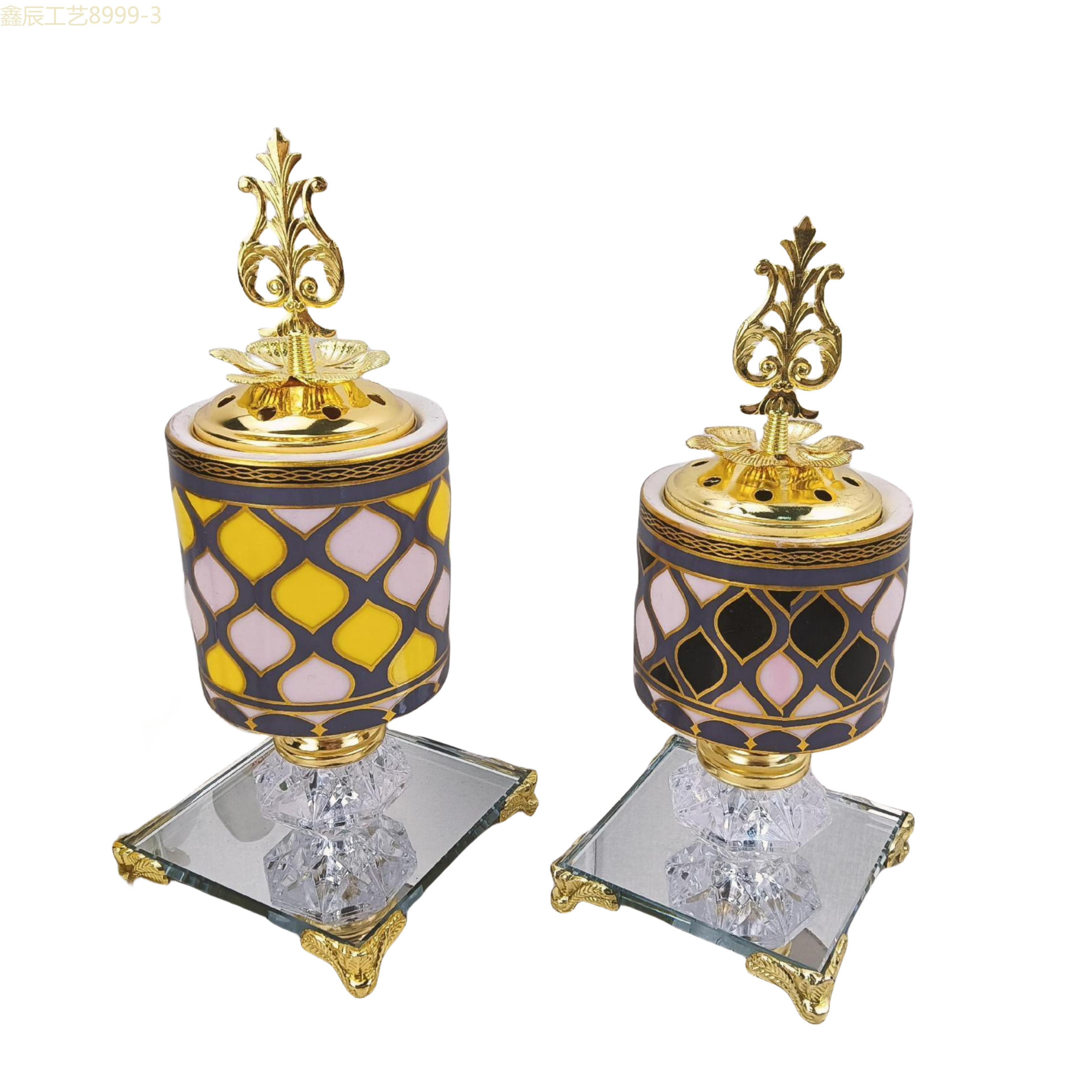 New ceramic mirror bottom cylindrical small charcoal incense burner Middle eastern incense burner craft incense burner details Picture