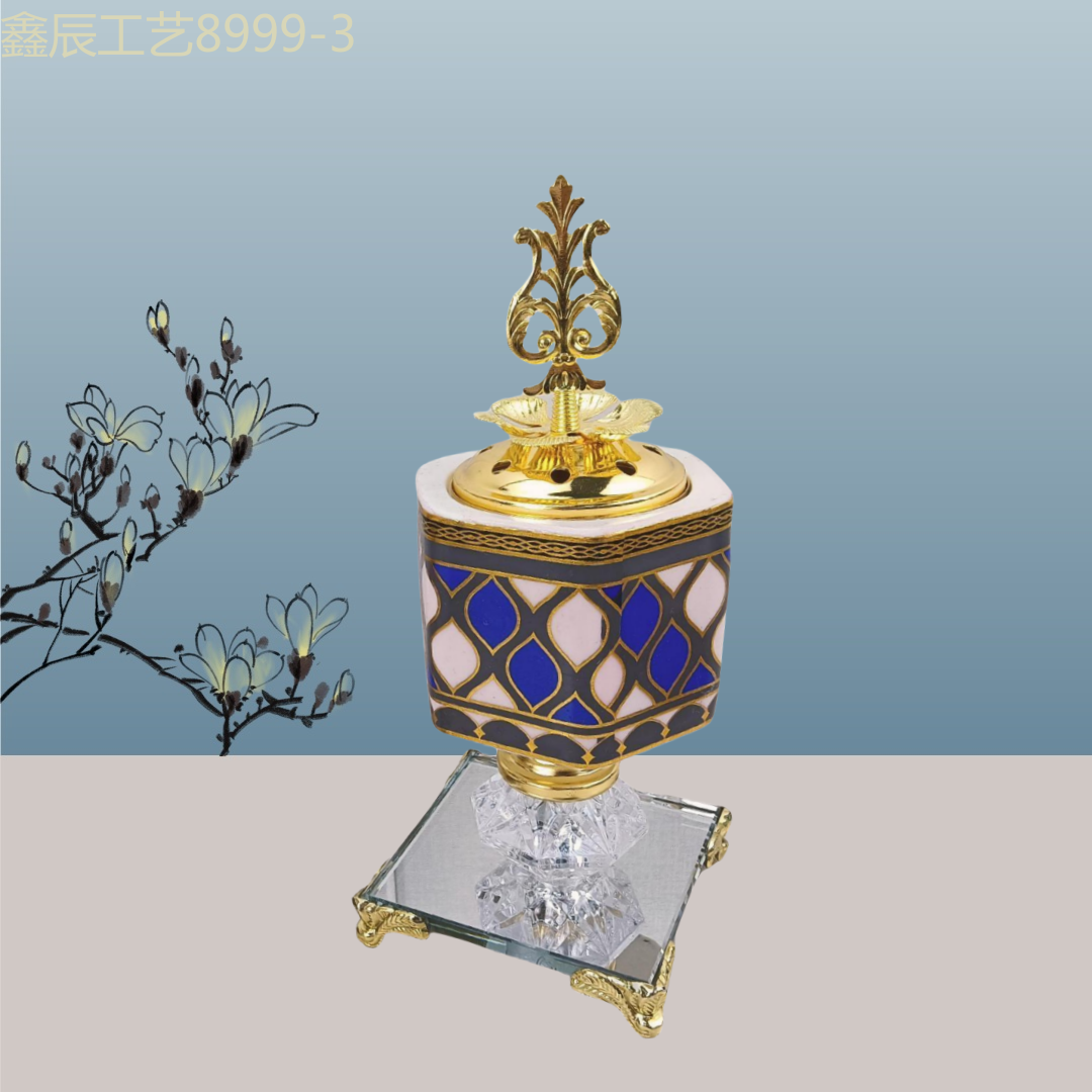 New ceramic mirror bottom hexagonal small charcoal incense burner Middle eastern incense burner craft incense burner Specification image