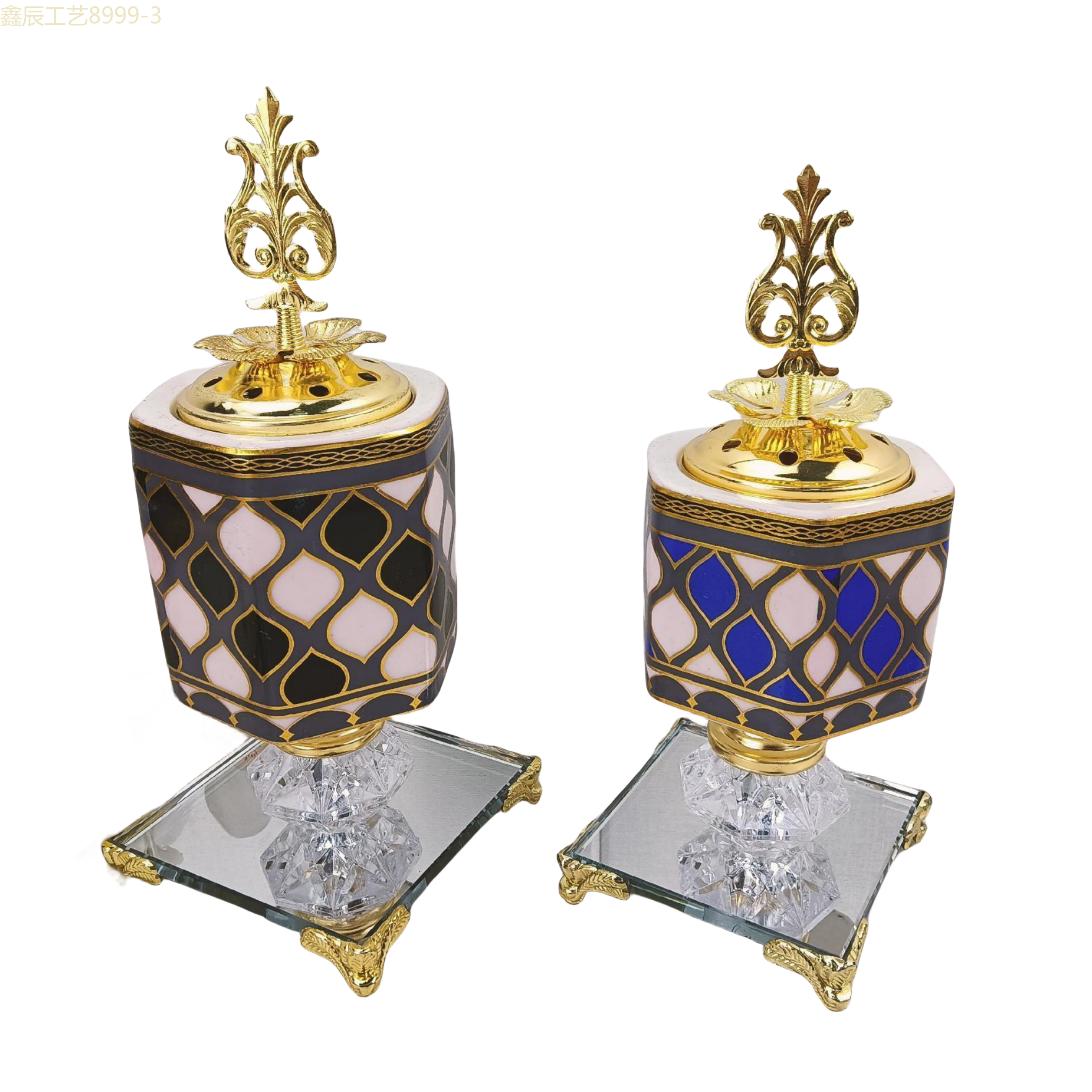 New ceramic mirror bottom hexagonal large charcoal incense burner Middle eastern incense burner craft incense burner pic 2