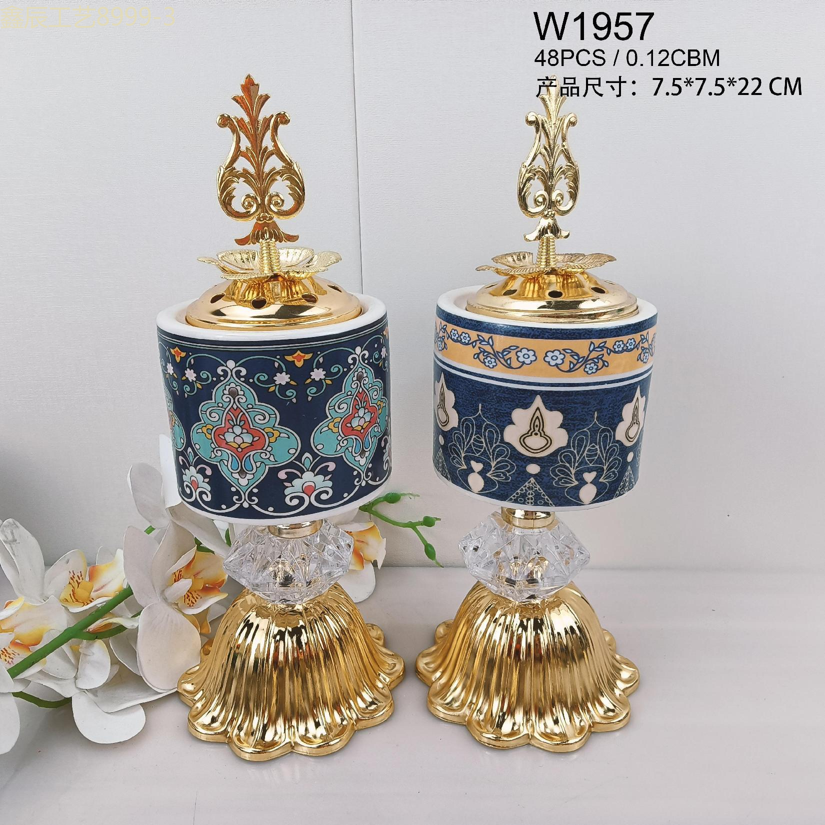 New ceramic with wavy bottom cylinder popular patterned charcoal incense burner middle eastern incense burner craft incense burner