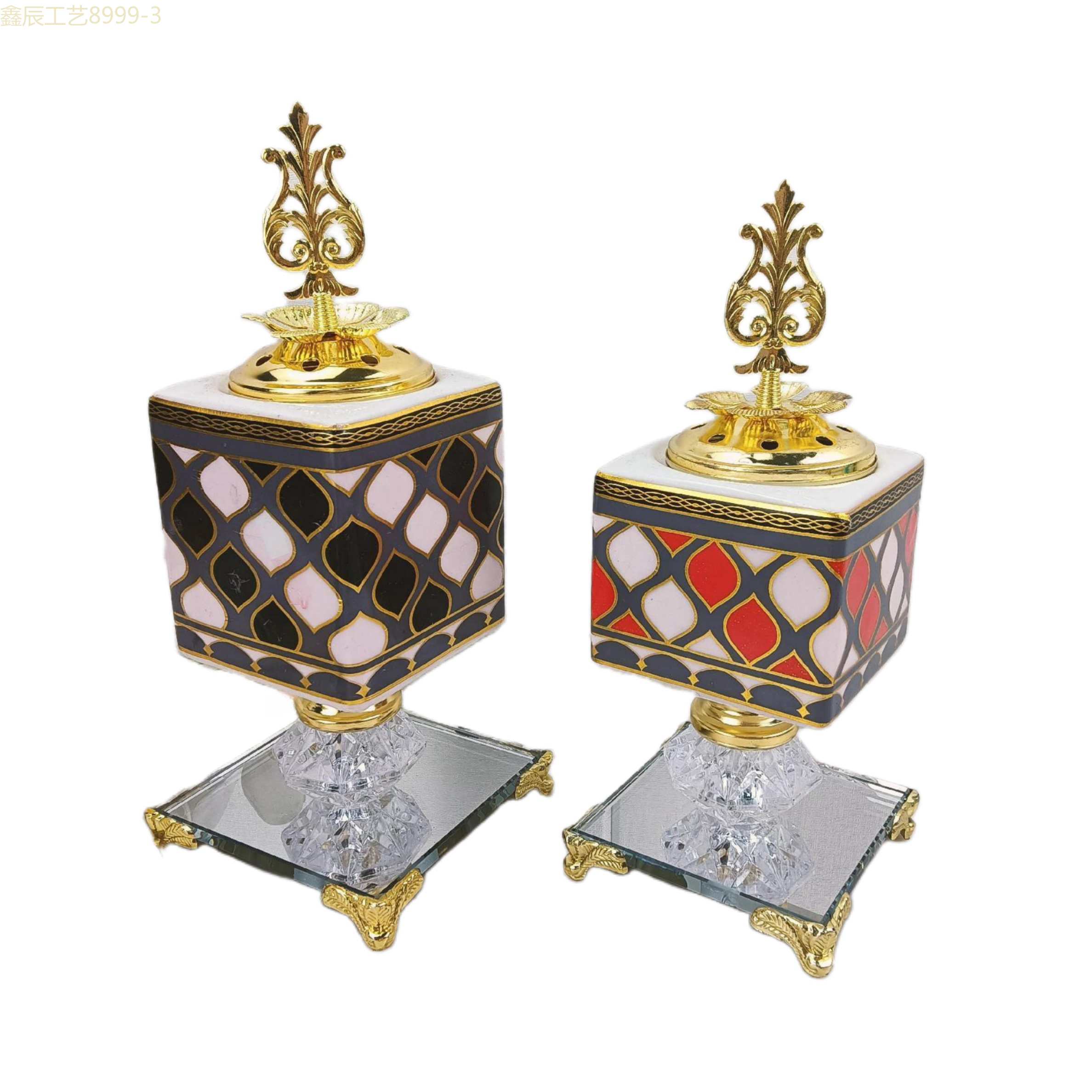 New ceramic mirror bottom square charcoal incense burner Middle eastern incense burner craft incense burner pic 2