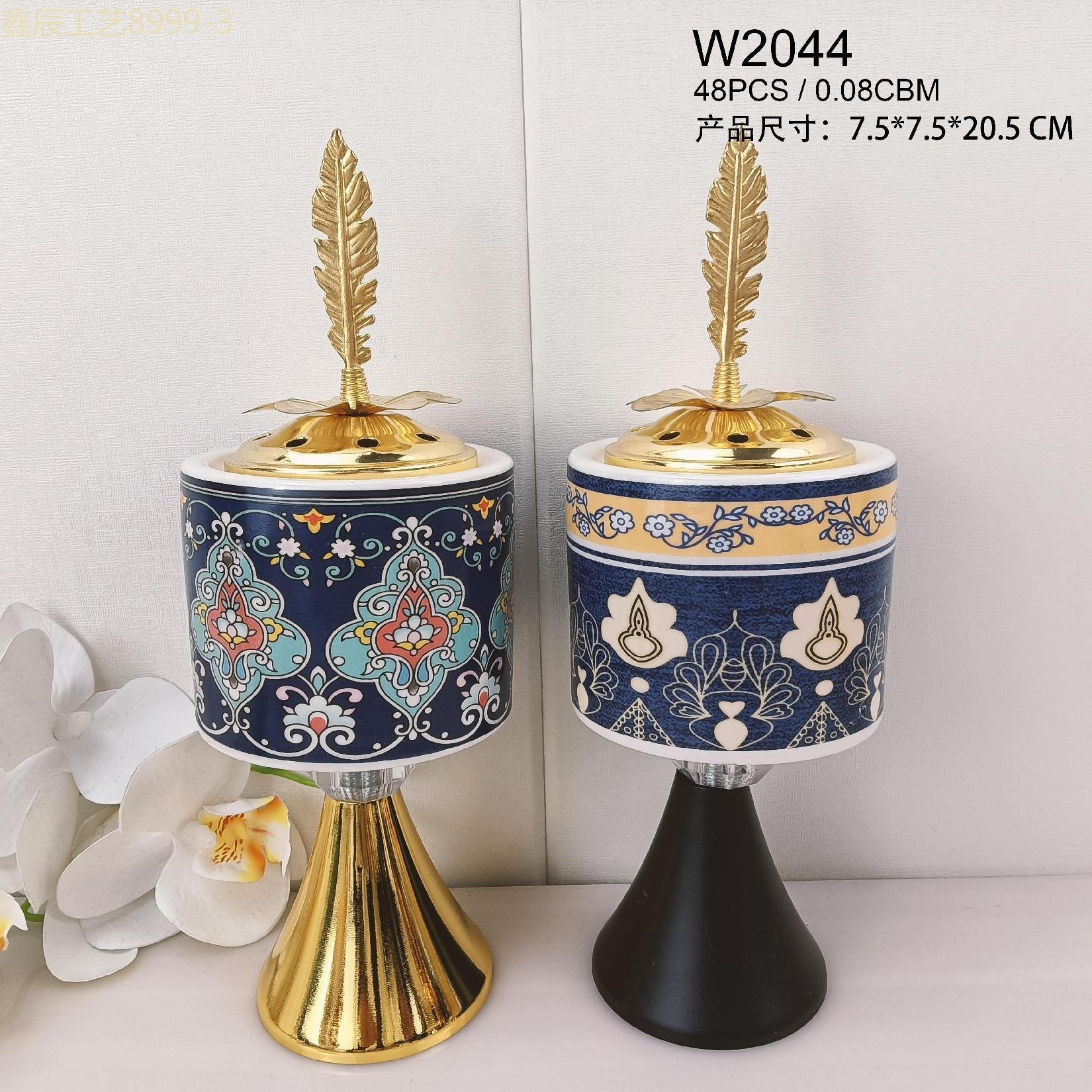 新款陶瓷圆锥底圆柱热销图案碳香炉中东香炉工艺品 incense burner