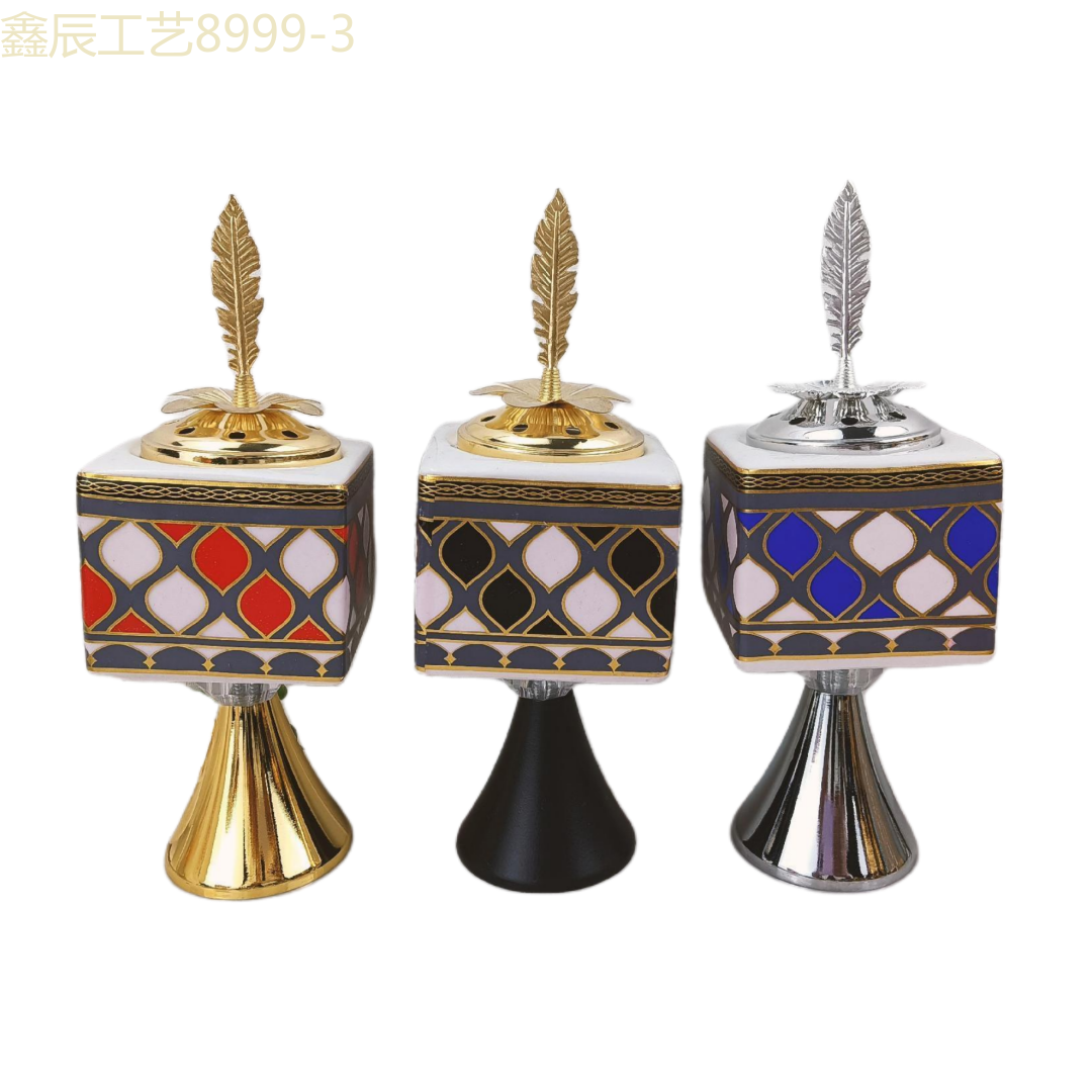 新款陶瓷圆锥底方块碳香炉中东香炉工艺品 incense burner详情2