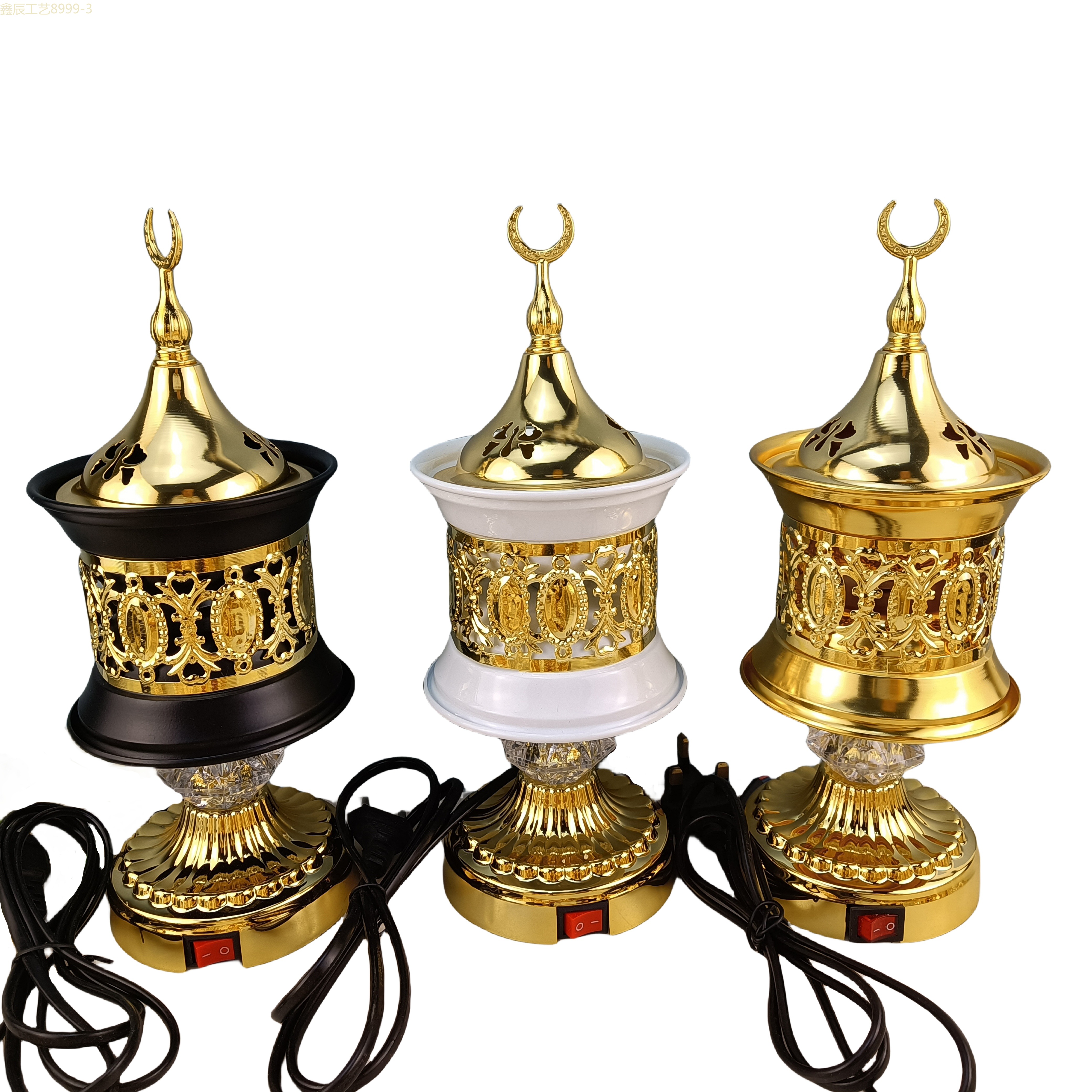 Cross-border new simple design hollow metal Ramadan Middle East Electric Incense burner Muslim home decoration crafts electric incense burner Item Picture