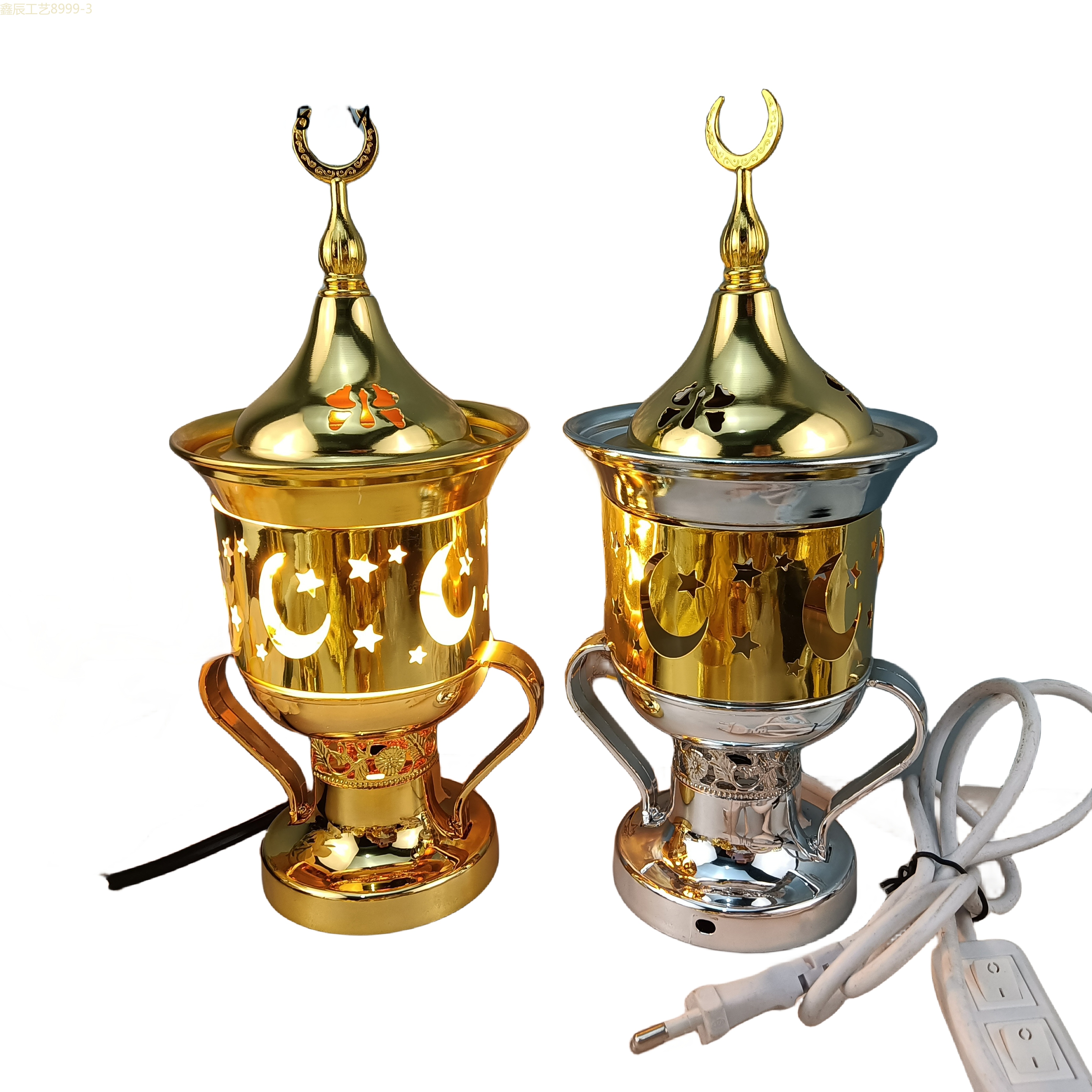 Cross-border new simple design hollow metal with handle Ramadan Middle East Electric Incense burner Muslim home decoration crafts electric incense burner Item Picture
