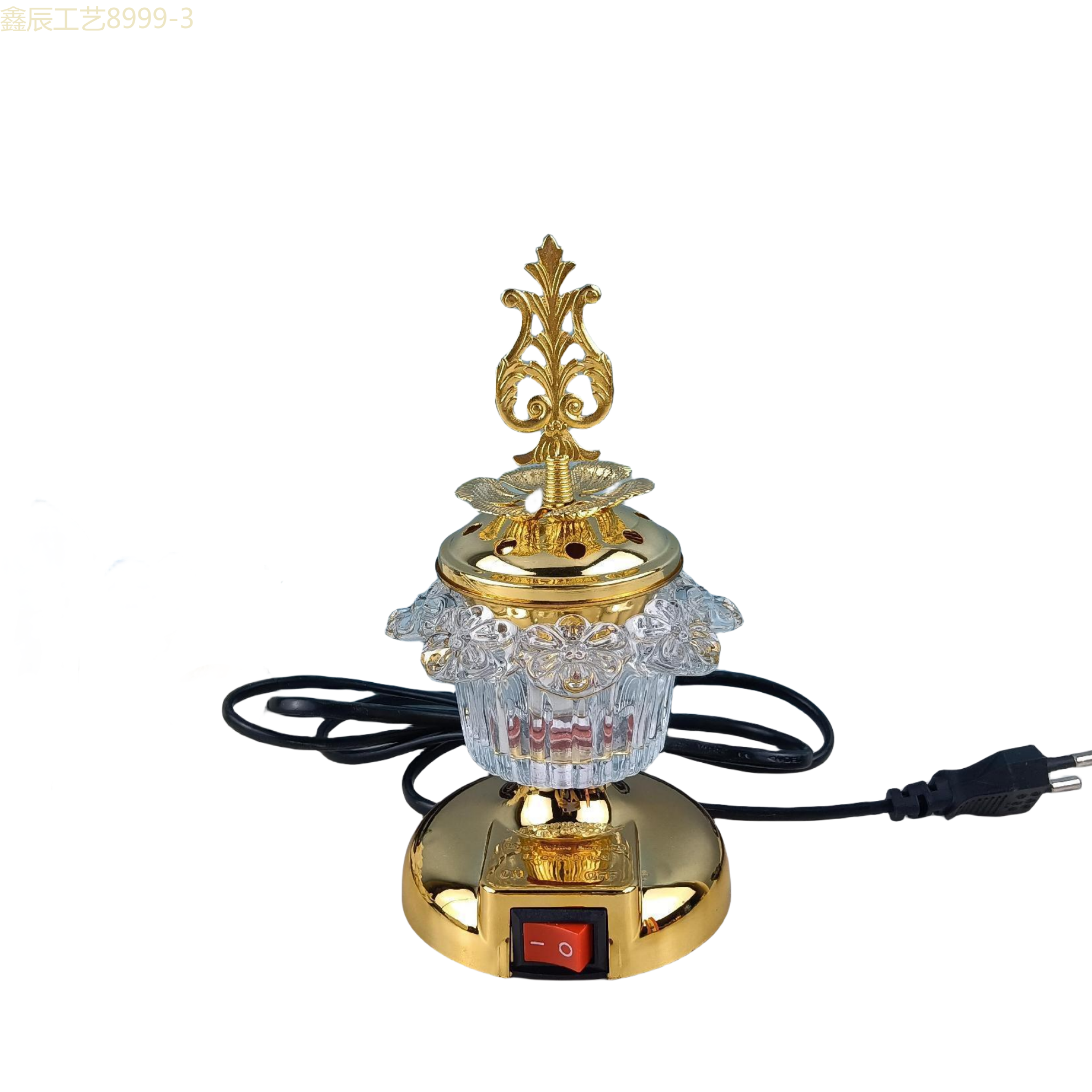 Cross-border new simple design sense glass flower bud Middle East Electric Incense burner Muslim home decoration crafts electric incense burner Item Picture