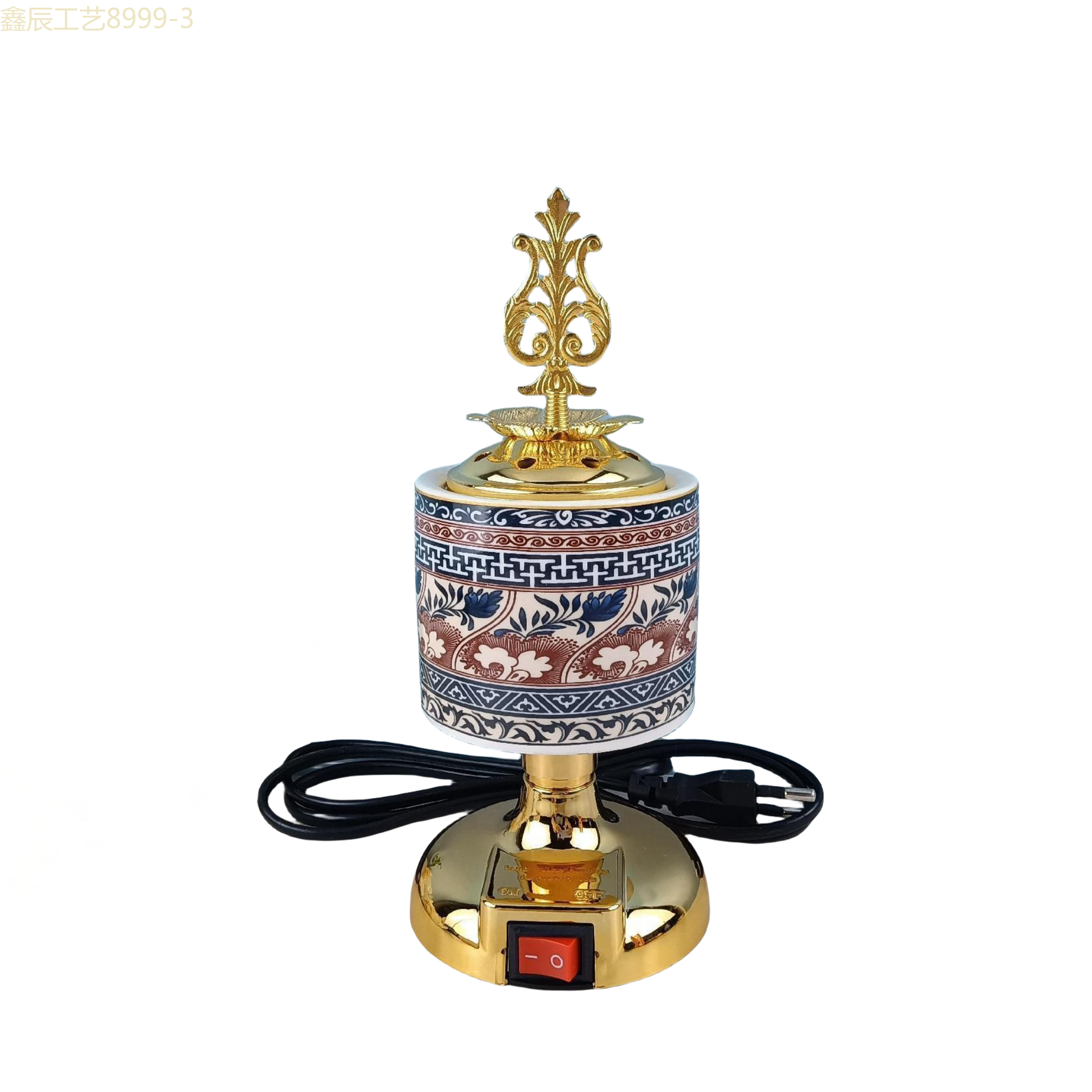 Cross-border new simple design sense cylindrical ceramic pattern Middle East Electric Incense burner Muslim home decoration crafts electric incense burner Item Picture