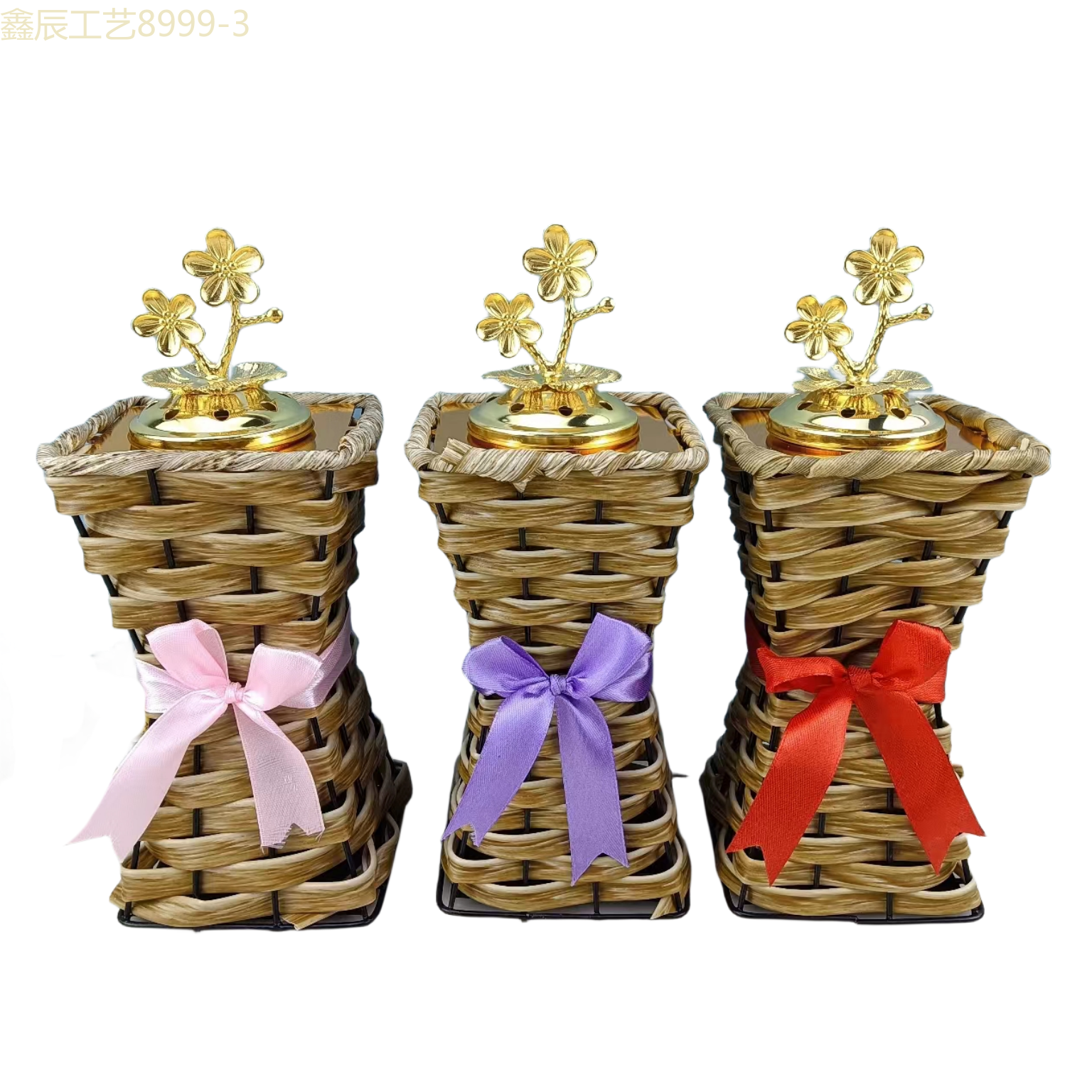 Cross-border new simple creative design sense woven basket Middle East carbon Incense burner Muslim home decoration crafts incense burner Item Picture