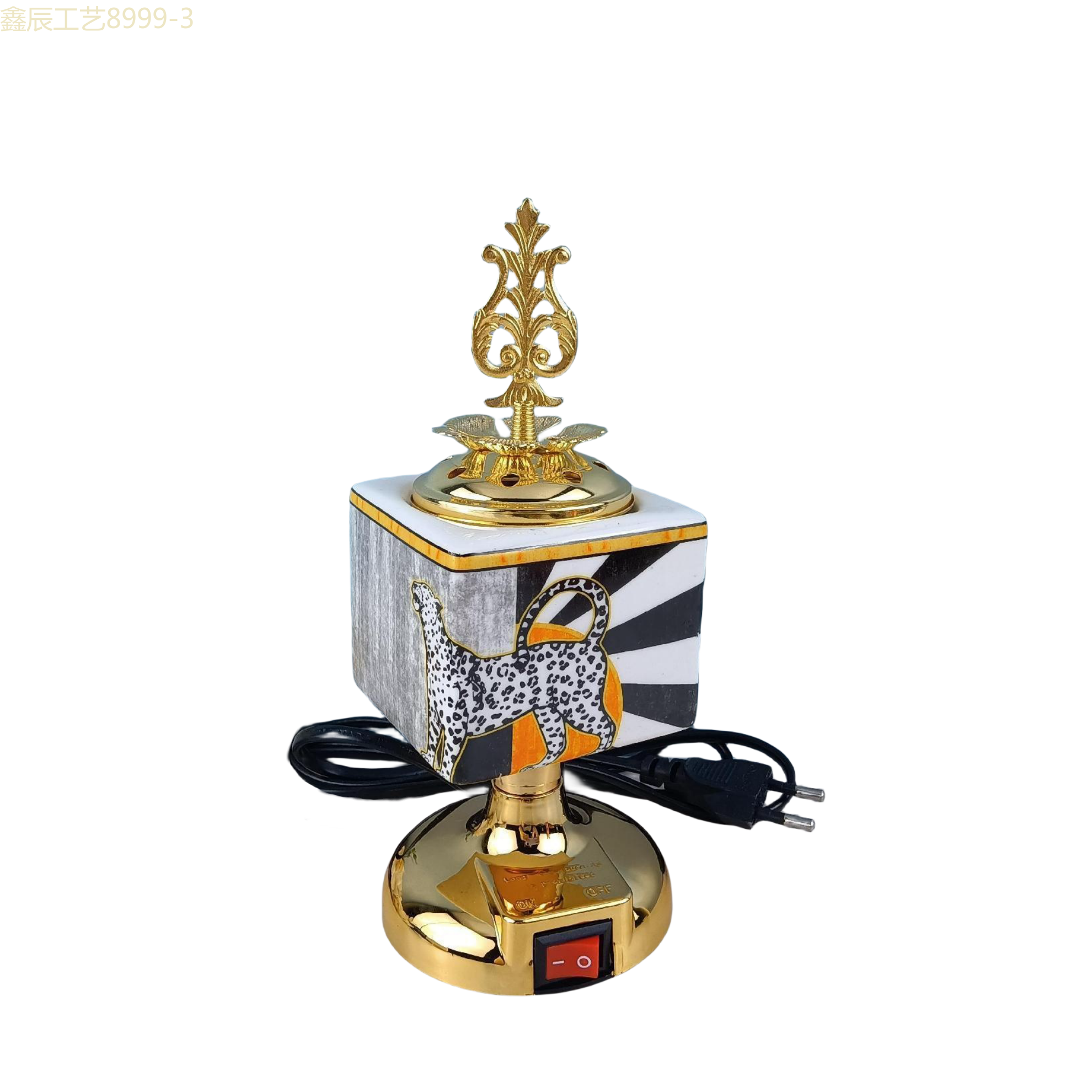 Cross-border new simple design sense square ceramic pattern Middle East Electric Incense burner Muslim home decoration crafts electric incense burner Item Picture