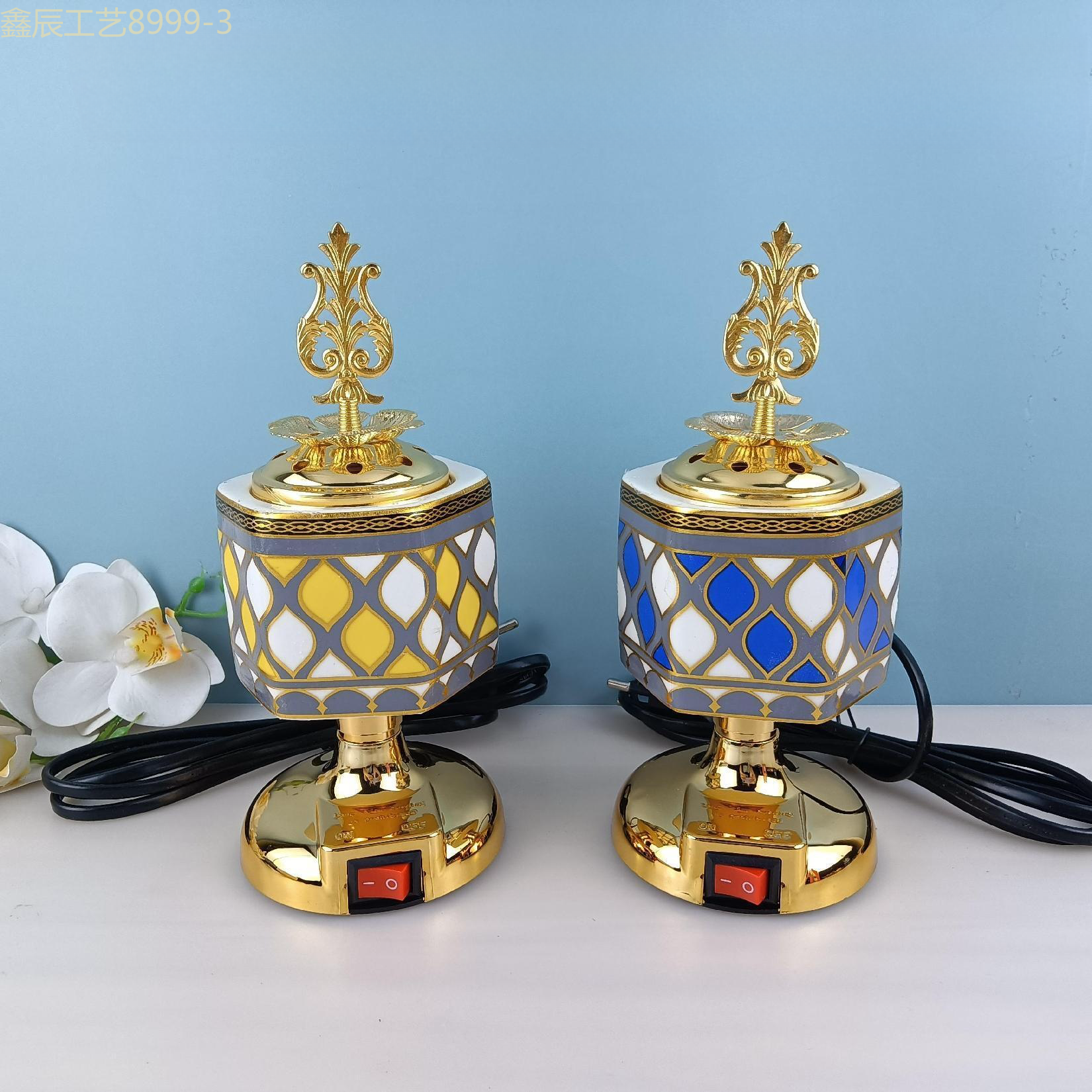 Cross-border new simple design sense cylindrical ceramic pattern Middle East Electric Incense burner Muslim home decoration crafts electric incense burner Application Scenario