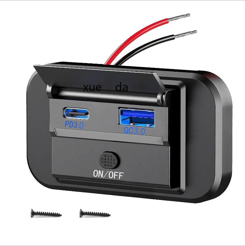 多功能车载手机充电器巴士房车游艇QC3.0+PD3.0带电子按键详情1