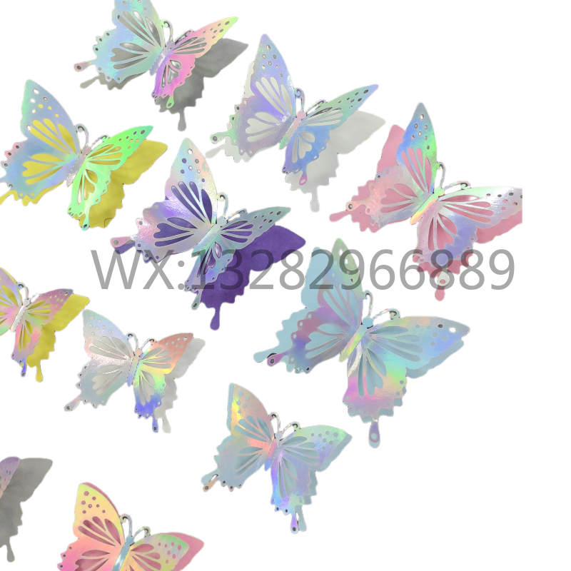 008 Double-layer butterfly decoration, laser hollowed-out butterfly, PVC simulation butterfly 3D stereoscopic decoration pic 4