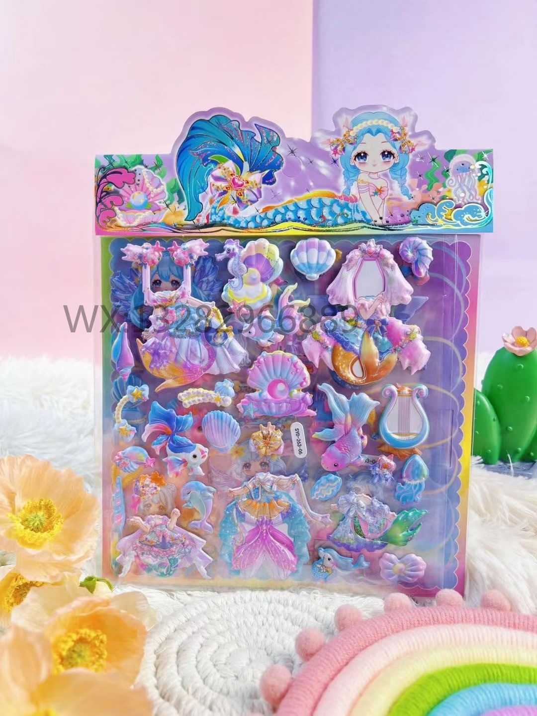 Children's costume mermaid bubble stickers, children's reward stickers, bubble stickers, costume stickers, three-dimensional stickers Application Scenario