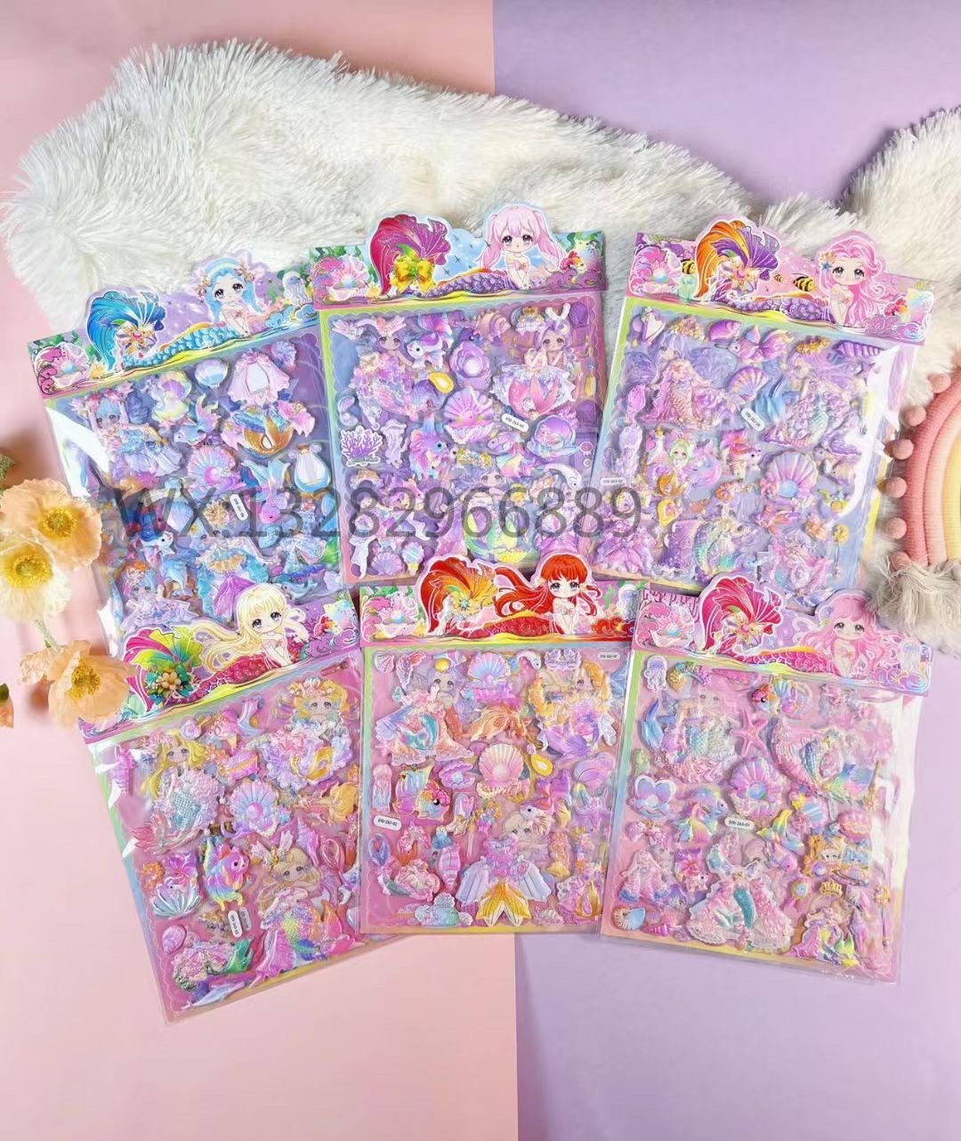 Children's costume mermaid bubble stickers, children's reward stickers, bubble stickers, costume stickers, three-dimensional stickers