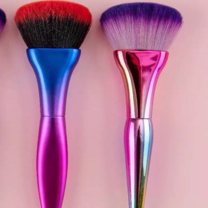 Yiren Baby's Colorful Double-head makeup brush, large loose powder contouring, Single high-gloss blush Brush, beginner's foundation brush details Picture