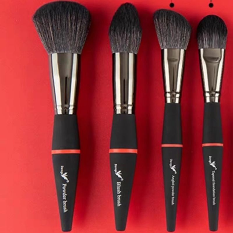 Daigu Black Magic Red Ring 10-piece Quick-drying Beginner's Makeup Brush Set, complete set of tools, beginner's loose powder brush, Eyeshadow brush Specification image