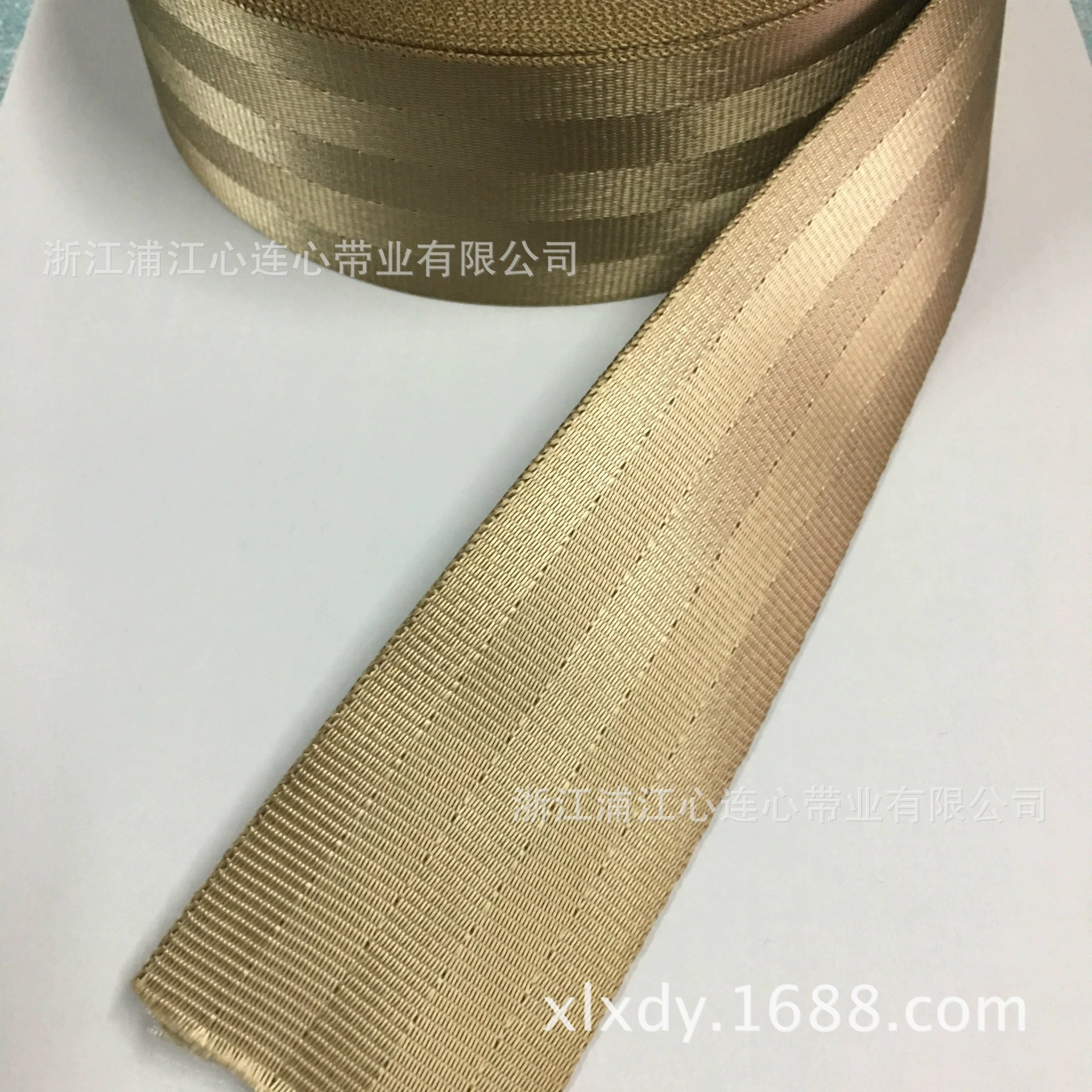 厂家定制工业涤纶织带高强涤纶1000D/1500D 金色5CM安全纹染色织带吊装带坯带捆绑带坯带家具搬运带