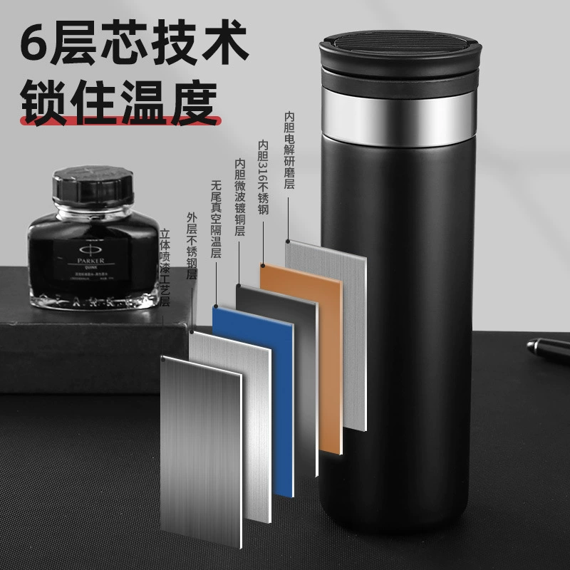 304不锈钢保温杯商务车载随手杯礼品手机支架便携水杯产品图