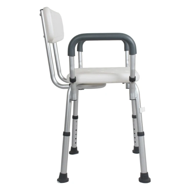 High-quality anti-slip aluminum alloy elderly shower stool, bathroom chair, adjustable height, shower chair with armrests and backrest detail image 4
