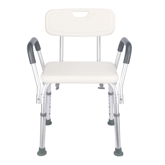 High-quality anti-slip aluminum alloy elderly shower stool, bathroom chair, adjustable height, shower chair with armrests and backrest