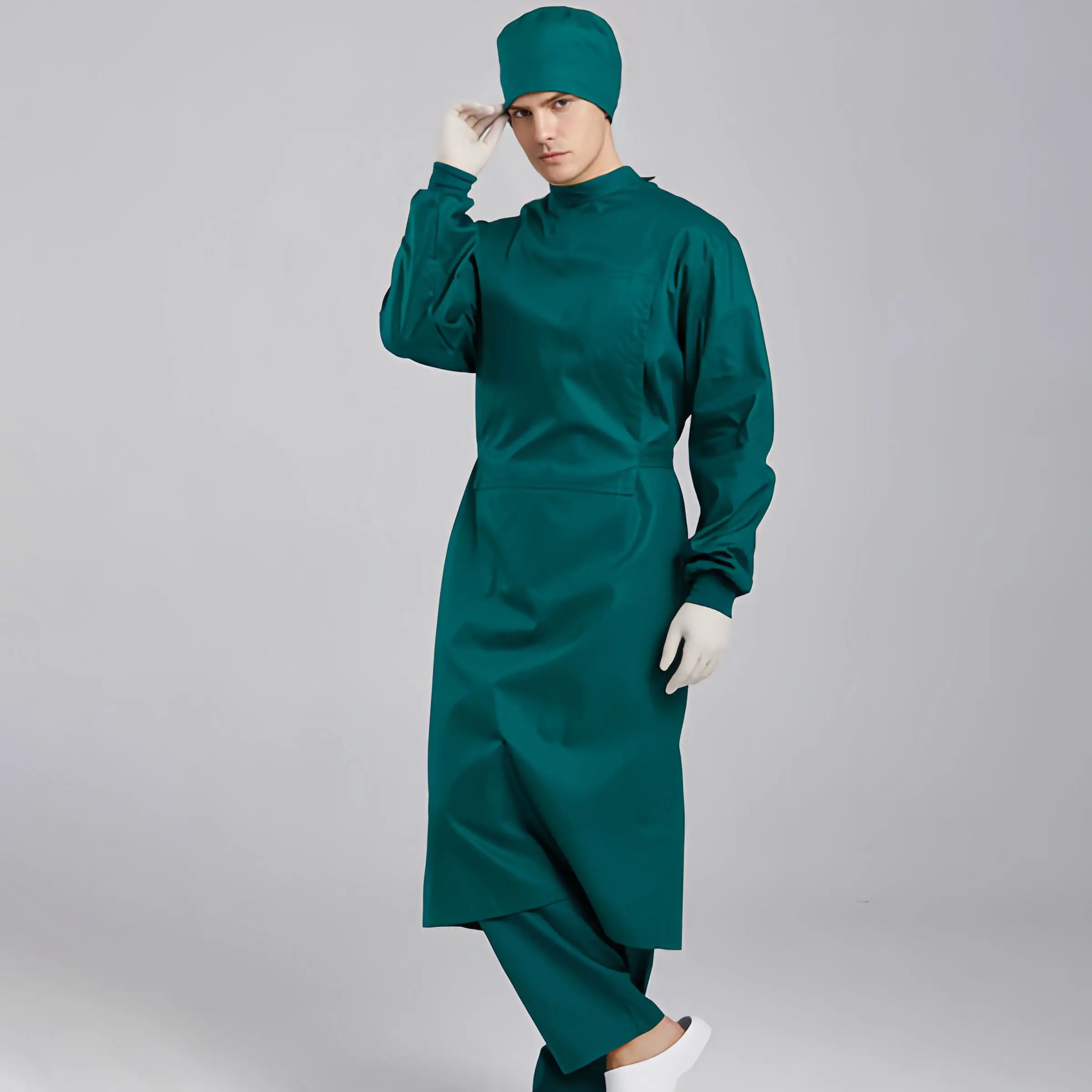 深绿色棉质手术服医用磨砂膏医院有益健康详情图6