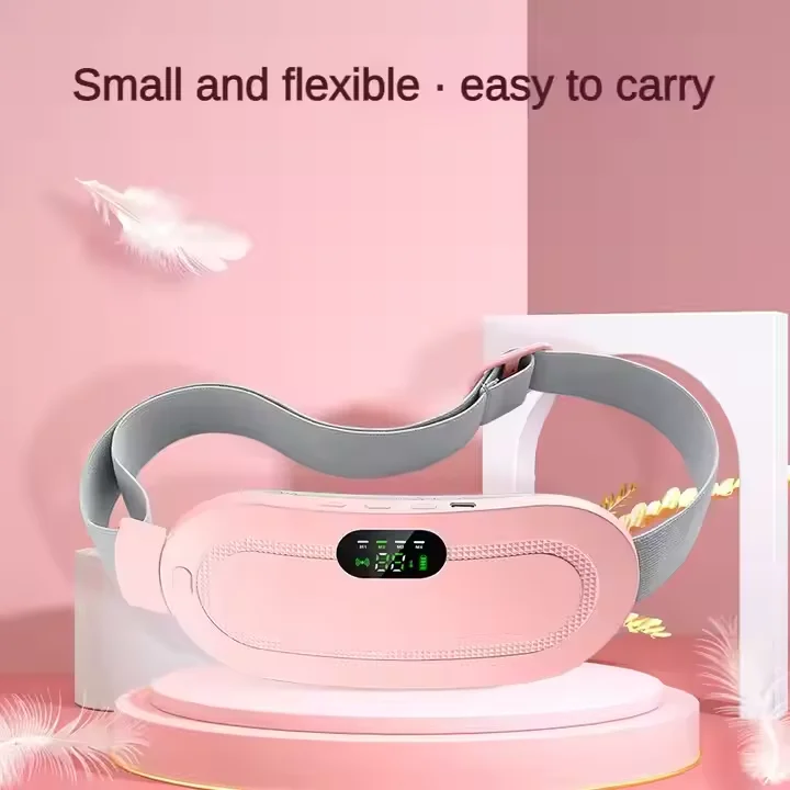 The new portable cordless period pain relief belt with vibration massage and hot compress menstrual heating pad is used to treat cramps details Picture