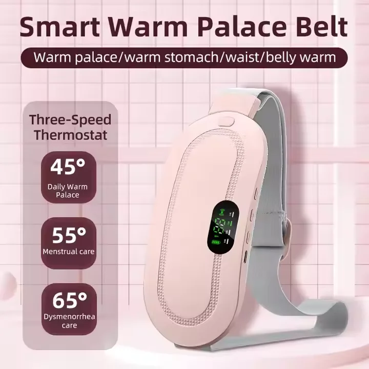 The new portable cordless period pain relief belt with vibration massage and hot compress menstrual heating pad is used to treat cramps detail image 5