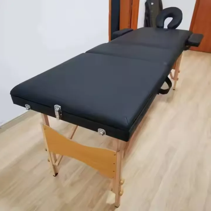 Beauty salon massage beds, leather protective beds, adjustable folding height, wooden 2 or 3-section massage beds detail image 4