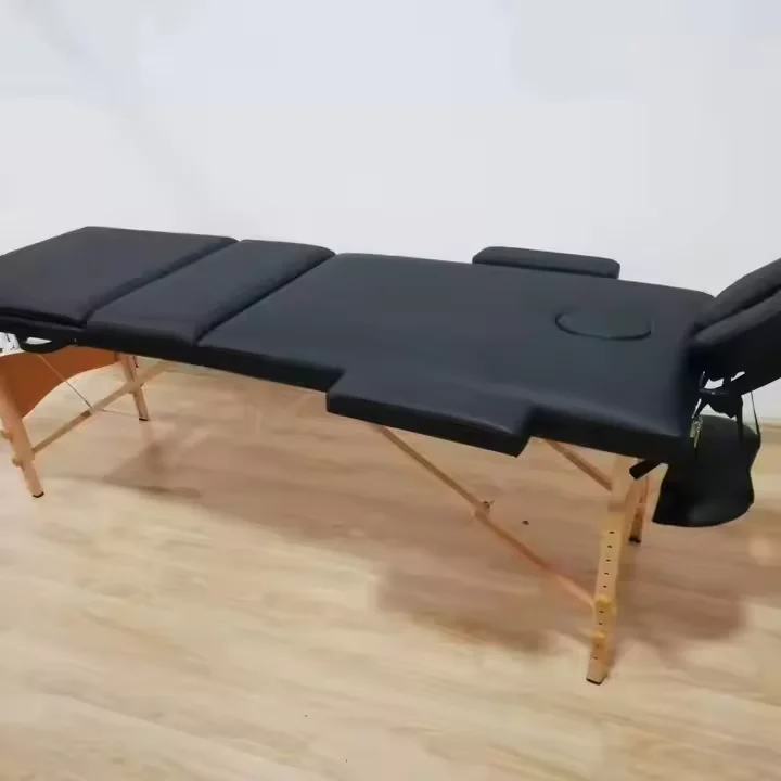 Beauty salon massage beds, leather protective beds, adjustable folding height, wooden 2 or 3-section massage beds detail image 5