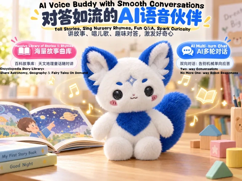 The Dingdang AI smart doll is available in two colors. It features an emotional companion eye display and AI functions, allowing for chatting and interaction, learning and education, encyclopedian knowledge, history and geography, singing and storytelling pic 4